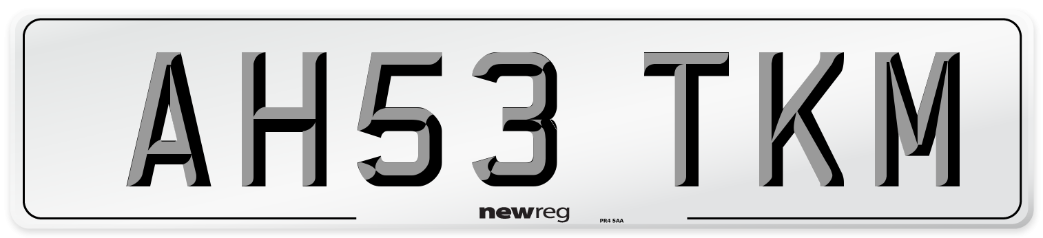 AH53 TKM Number Plate from New Reg